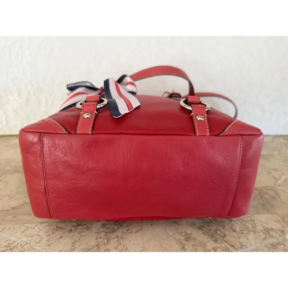 Coach Gallery F11524 red Leather tall Tote Shoulder Bag Purse
